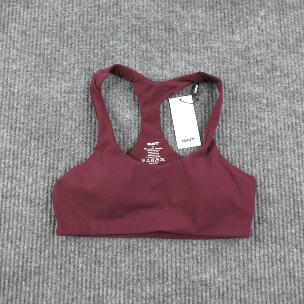 SWT Sports Bra Womens Small Red Racerback Compression Unlined Nylon Spandex NWT